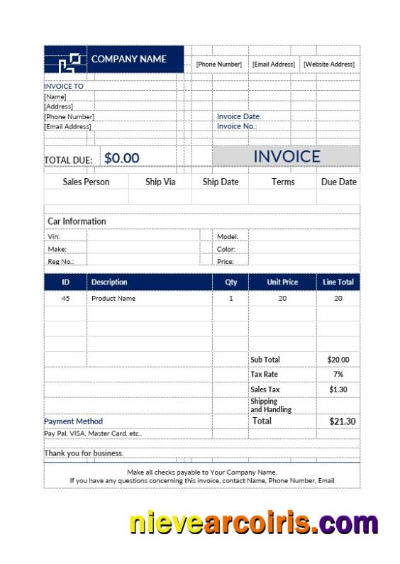Car Sales Invoice